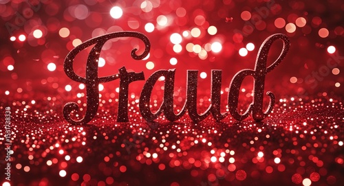 fraud calligraphic lettering on red bokeh glitter festive sparkles background