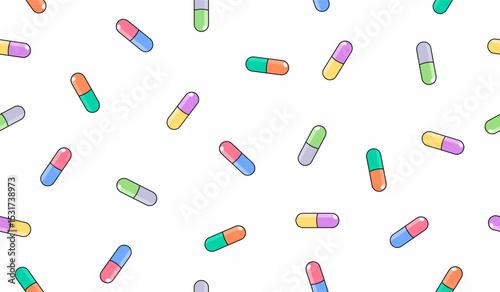 Cute capsule pill pattern background vector design
