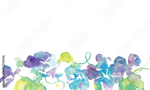 朝顔の水彩イラスト。水彩画で描いた朝顔のベクターイラスト。和風の夏朝顔背景。Watercolor illustration of morning glory. Vector illustration of morning glory in watercolor. Japanese summer morning glory background.