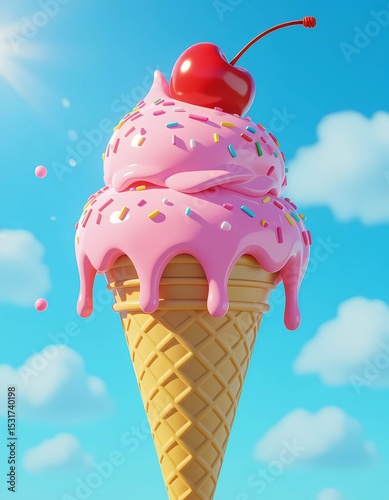 Colorful Ice Cream Design for Summer Dessert and Holiday Theme