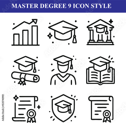 High-quality master degree icon pack perfect for academic websites blogs and presentations showcasing education attainment and achievement