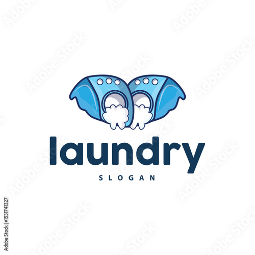 laundry logo design modern concept of clothes cleanliness laundry service with simple silhouette as brand symbol and product illustration template or poster