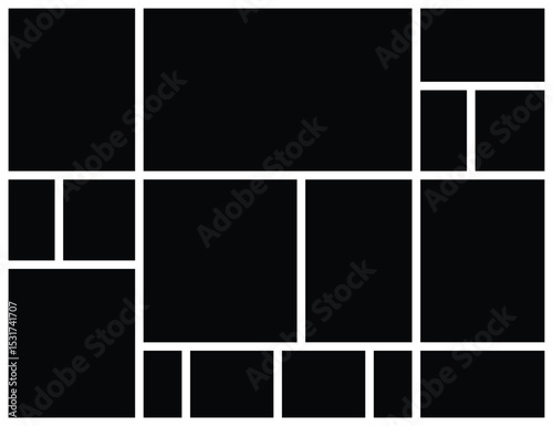 Minimal Collage Photo Frame Template Design. Modern Grid Layout for Photography and Wall Art. Moldboard, Portfolio Presentation and Web Layout Template.