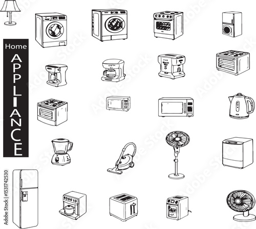 set of home appliances icons