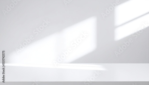 Wallpaper Mural A bright, airy room features a pristine white table bathed in soft, warm sunlight streaming through a large window, casting gentle shadows. Torontodigital.ca