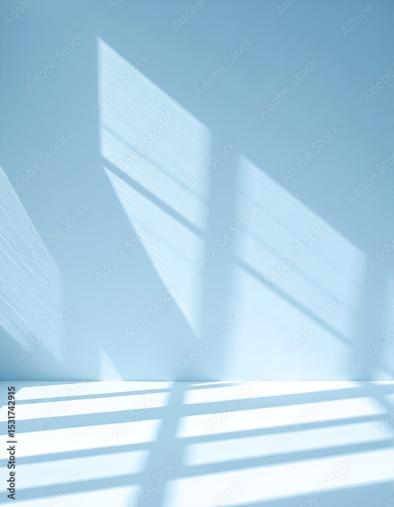Obraz premium A bright white wall illuminated by soft, natural light streaming through a nearby window, casting gentle shadows and creating a serene atmosphere.