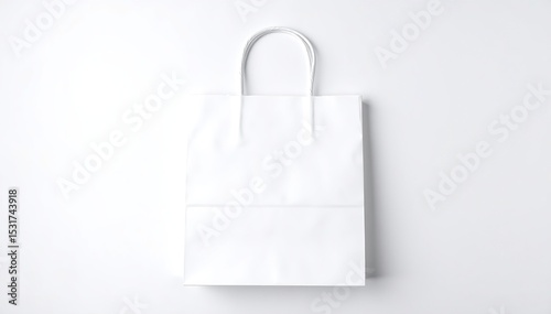 A realistic mockup of a white paper bag, featuring a clean design, subtle texture, and a flat base, ideal for branding and packaging presentations.
