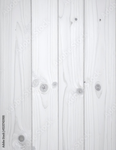 A close-up view of a white wood texture background, showcasing the natural grain patterns, knots, and subtle variations in tone, creating a rustic yet elegant feel.
