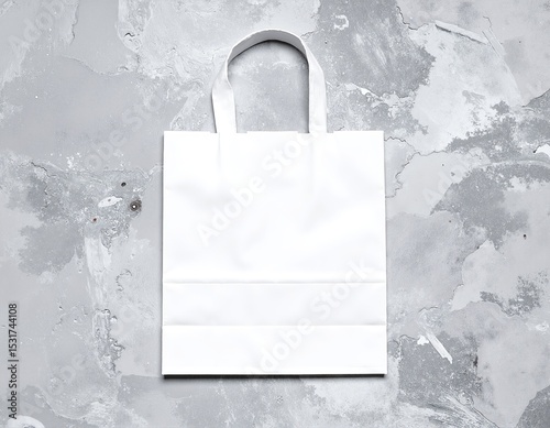 A realistic white paper bag mockup featuring a clean, minimalist design, perfect for showcasing branding or product packaging in a stylish way.