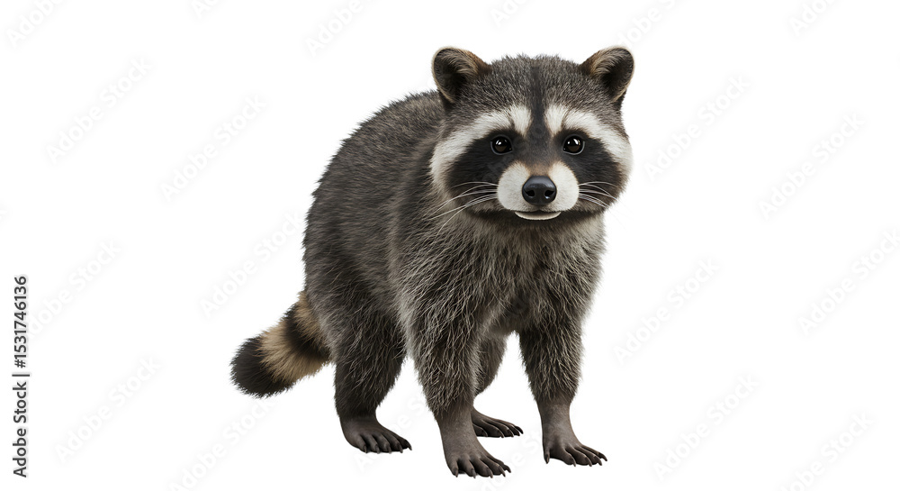 Fototapeta premium Detailed Portrait of a Curious Raccoon with Masklike Facial Markings