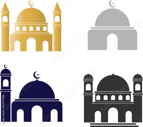 Editable Mosque Icon Set
