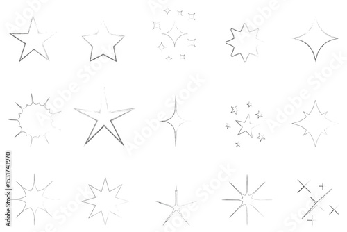 Sparkle and starburst icon set with shining effects and twinkle shapes