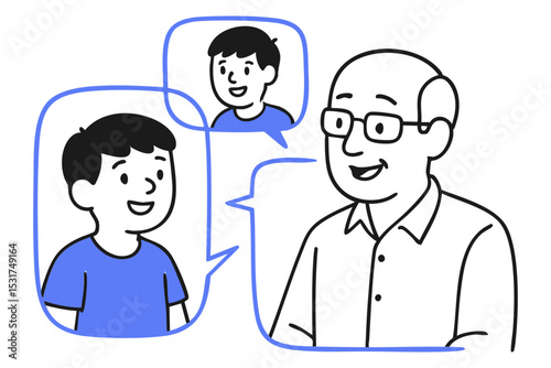 Happy People in Speech Bubbles Communicating