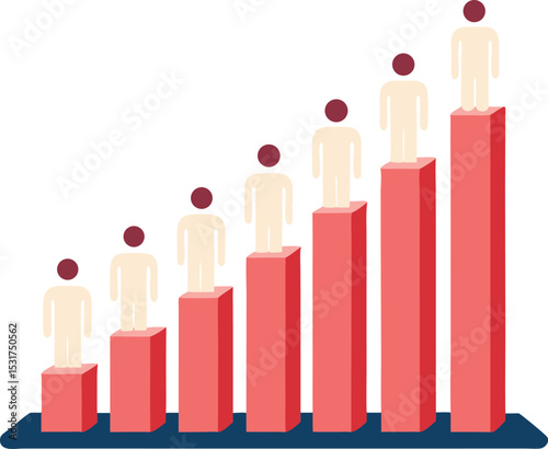 creative bar chart made of tiny human figures vector