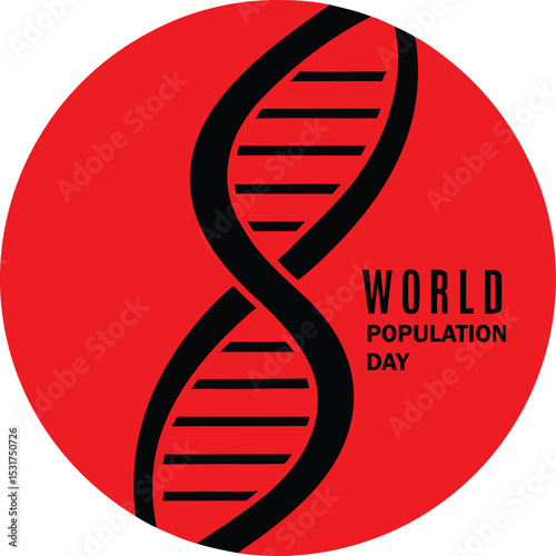 red circle with stylized black dna strand form vector