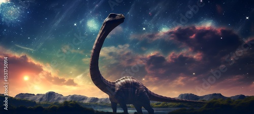 Galaxy Version of Brachiosaurus world, ai generative