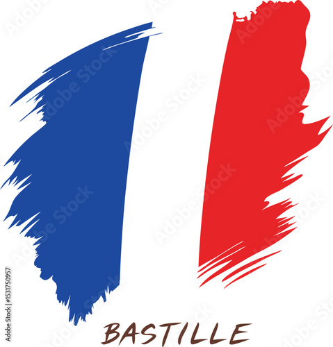 bastille day french flag brush strokes abstract vector