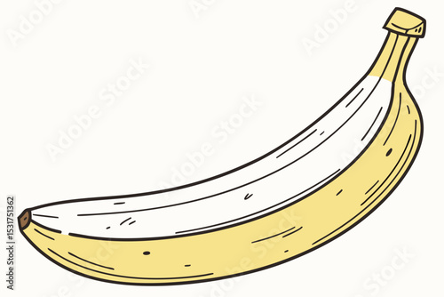 Partially peeled yellow banana illustration