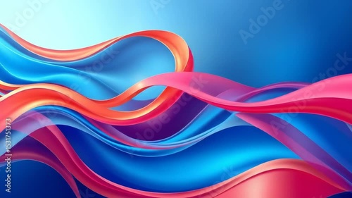 Flowing Abstract Ribbons Of Coral And Teal Create A Dynamic Modern Wave Pattern And Texture
