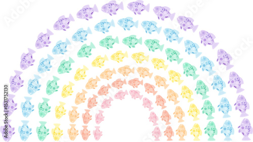 Pastel Fish Rainbow in 180-Degree Arch (7 Colors)