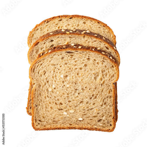 Slices of grain bread set isolated, and a Fresh bread collection isolated