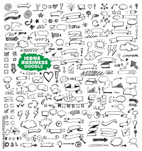 Business doodle elements. Vector illustration in line
