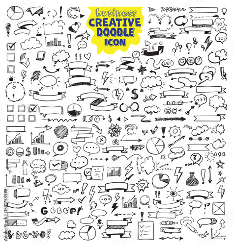 Business doodle elements. Vector illustration in line