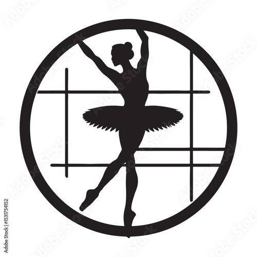Silhouette of a ballerina on a white background front view black logo-01.eps
