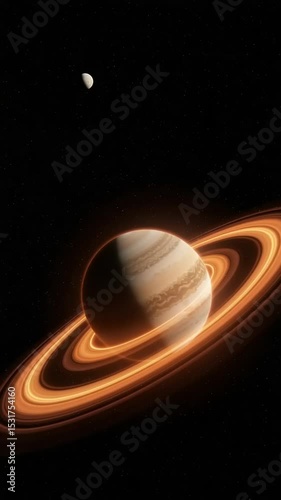 Planet with rings in deep space