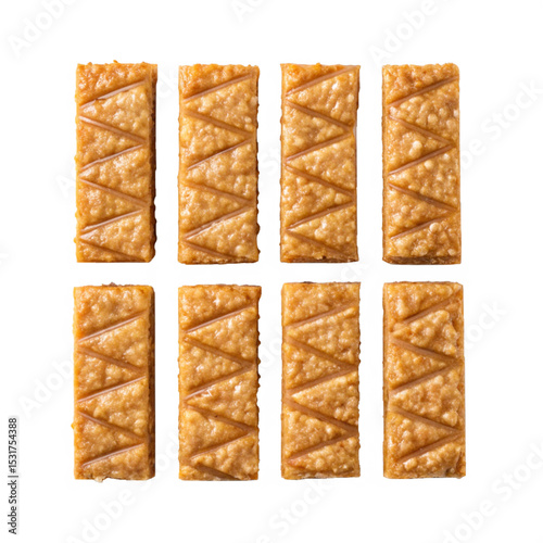 Sweet almond bars set isolated, and Fresh nut bars collection isolated