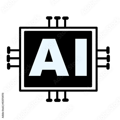 AI system artificial intelligence processor chip icon. Web design, technology, robot, IT.