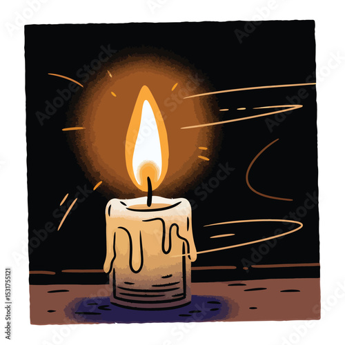 Warm Glow of a Single Candle in the Dark.