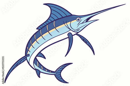 Striped marlin illustration aquatic life drawing
