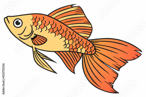 Orange and yellow goldfish illustration