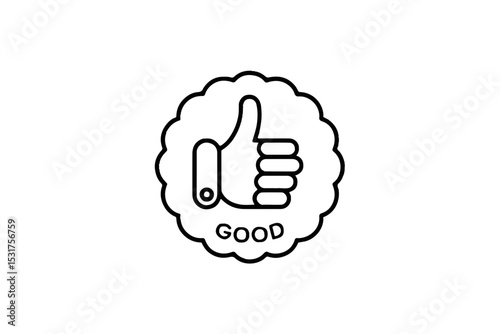 Thumbs Up Badge Icon – Success, Customer Satisfaction, and Trust Symbol
