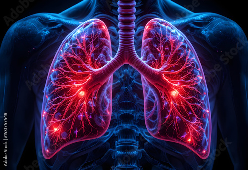 Damaged Human Lungs from Smoking – 3D Medical Illustration