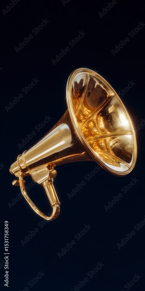 Fototapeta premium Antique Brass Horn Vintage Musical Instrument Golden Trumpet Sound Audio Announcement