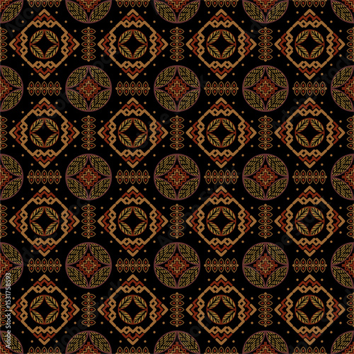 Traditional Javanese ethnic batik patterns combine beautiful and elegant colors