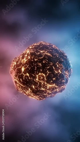 Molten celestial body in nebula