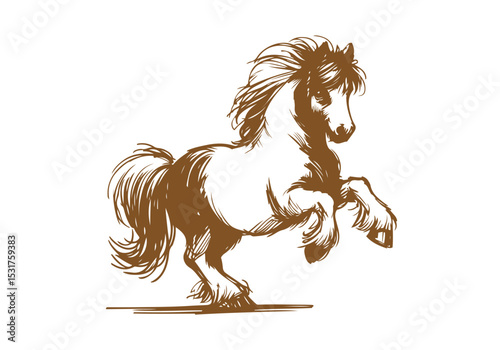Shetland pony hand drawn sketch vector illustration