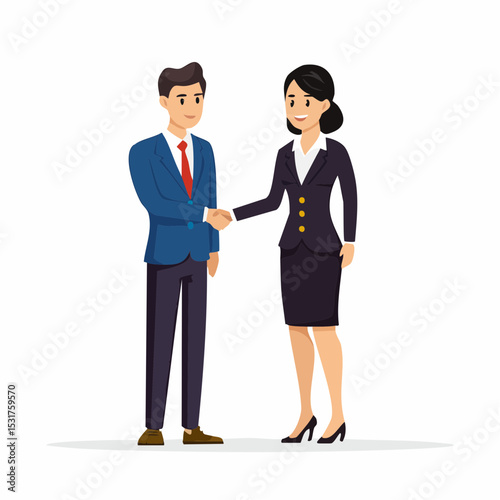 Two business professionals shaking hands in a gesture of agreement and partnership