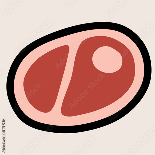Cute steak meat BBQ icon in flat style, perfect for grill party, food design, summer cookout, and meat lover illustrations.