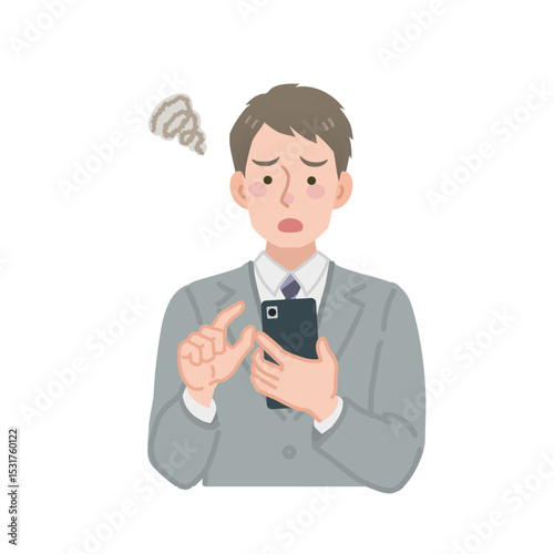スマホを見て困るビジネスマン