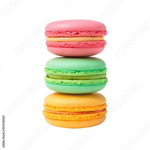 Colorful macaroons stack isolated, and a Stack of colorful macaroons isolated