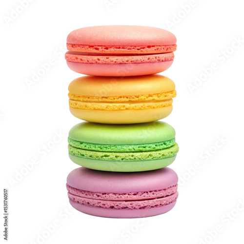 Colorful macaroons stack isolated, and a Stack of colorful macaroons isolated
