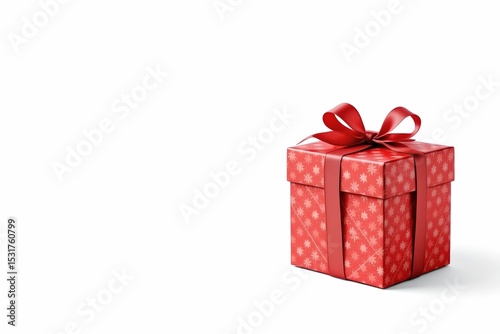 gift box with ribbon and bow isolated on the right side, with ample copy space on the left, perfect for birthday, christmas, new year, holiday, anniversary, valentine, surprise