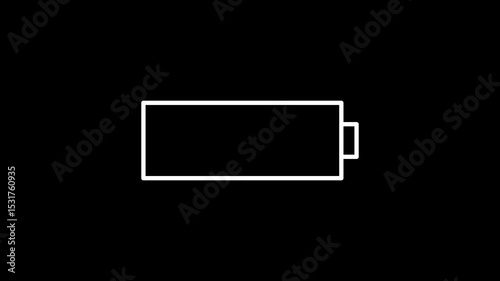 Simple transparent low battery animation 4k on black background