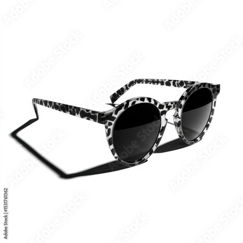 Stylish Black and White Round Sunglasses with Unique Design