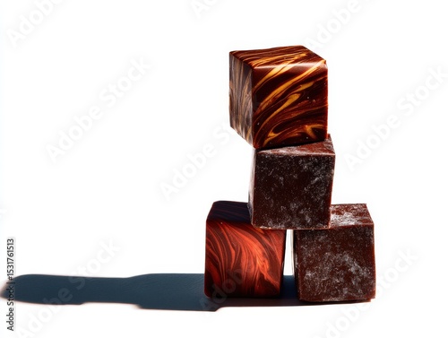 Artistic Display of Colorful Chocolate Cubes on a Bright Surface