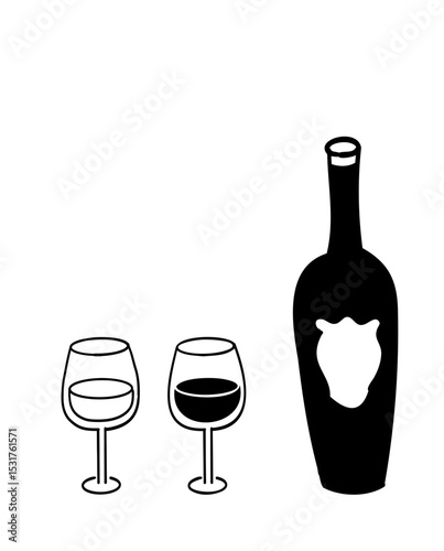 ワイン_手書きイラスト_線画｜Wine_Hand-drawn Illustration_Line Art